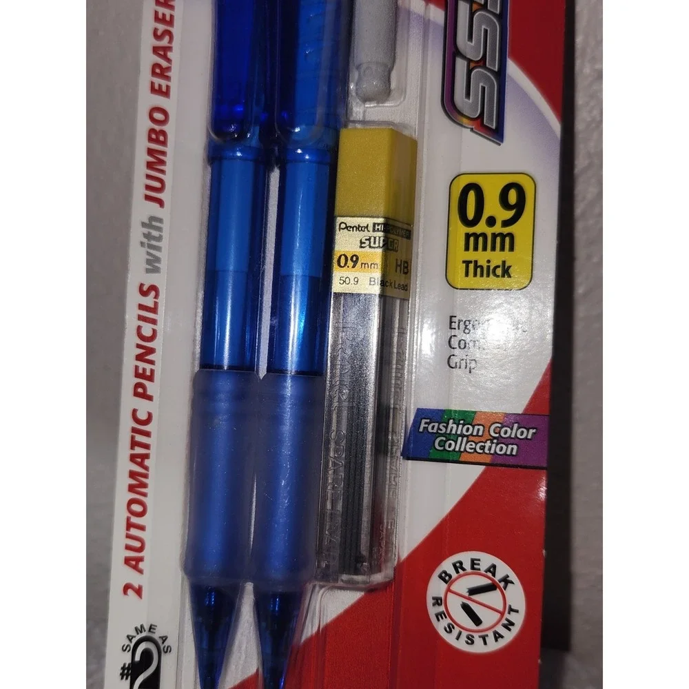 Pentel Twist-Erase Click Mechanical Pencil 0.9mm Starter Kit~NEW (Blue-2 pack)‎